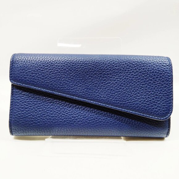 Christian Dior Long Wallet Navy Blue Leather 348-070925 - Picture 1 of 9